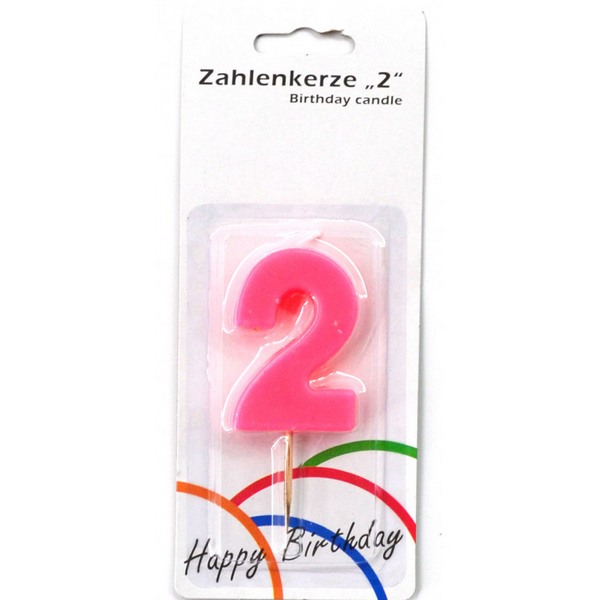 Birthday Cake Candles 10pcs, numbers 0-9, 8cm, Pink